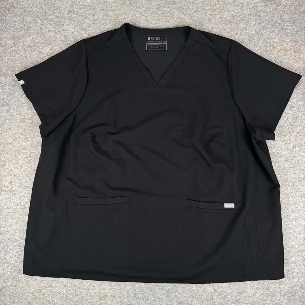 FIGS Technical Collection Casma Scrub Top Black Womens 6XL